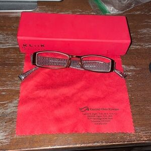 Kliik Denmark 423 col 133 copper rectangular eyeglasses with brown/tan pattern